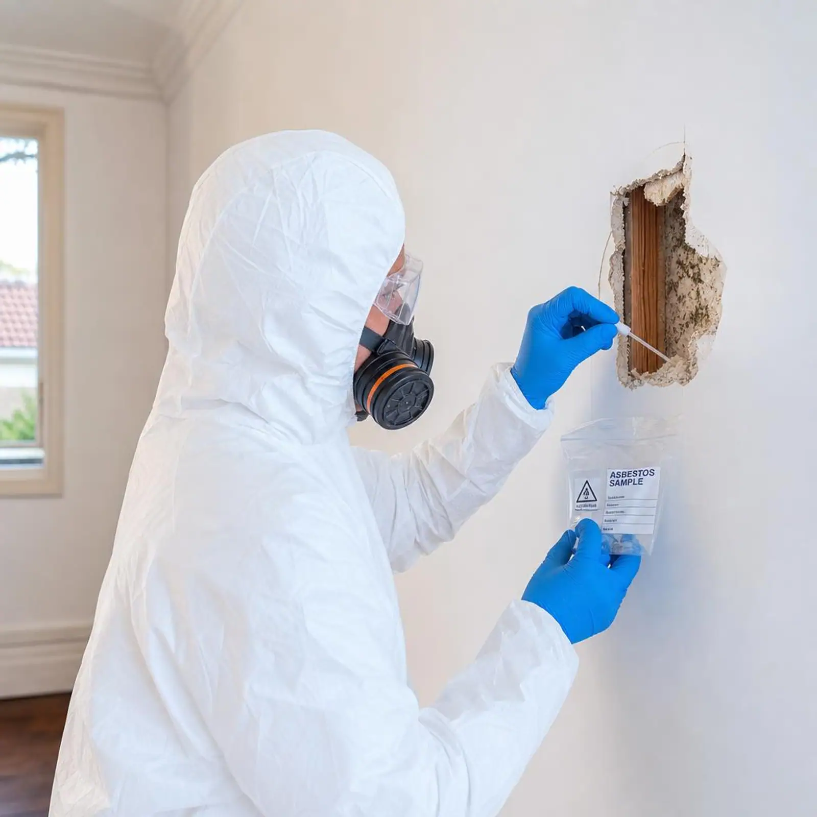 Asbestos check on a suspect building material